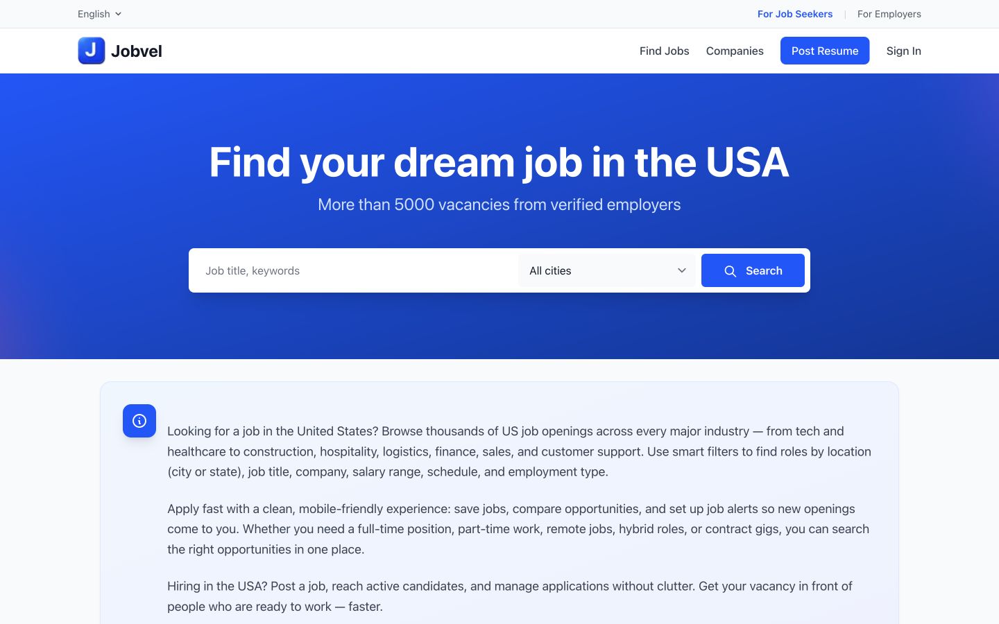 Jobvel desktop screenshot
